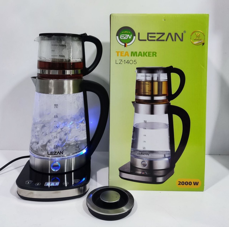 چای ساز لیزان روهم مدل LZ1405 ظرفیت ۲.۵ لیتر با کتری استیل زد زنگ