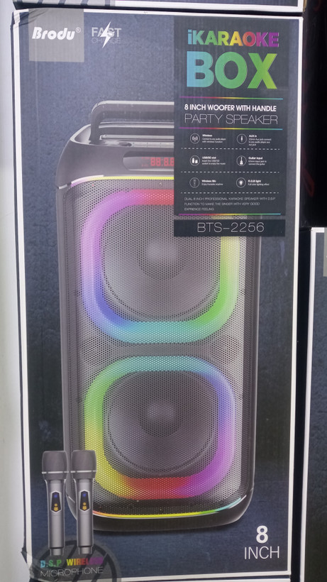 اسپیکر قابل حمل Brodu BTS-2256 با دو میکروفون وایرلس و توان ۷۵ وات